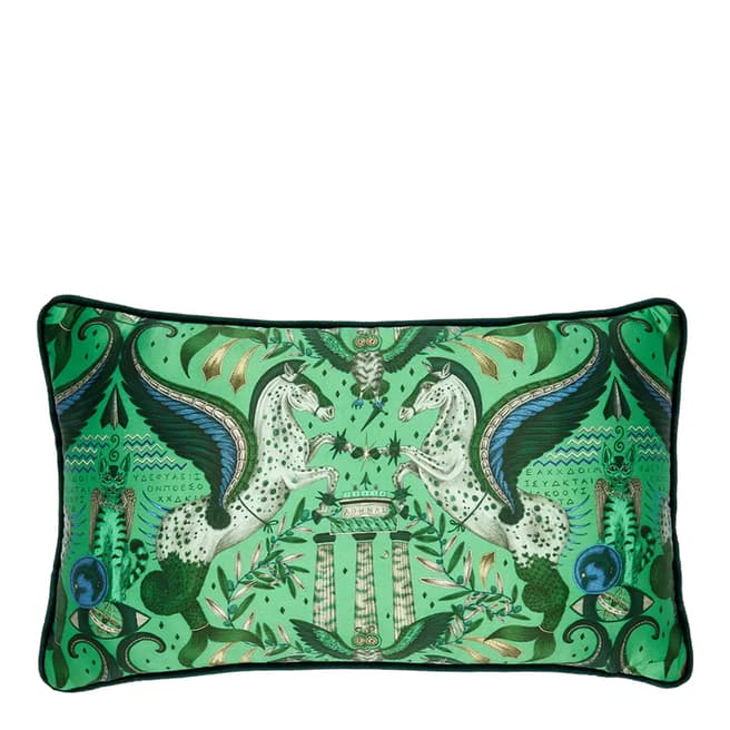 Emma J Shipley Odyssey Silk Bolster Cushion 29x49cm, Emerald