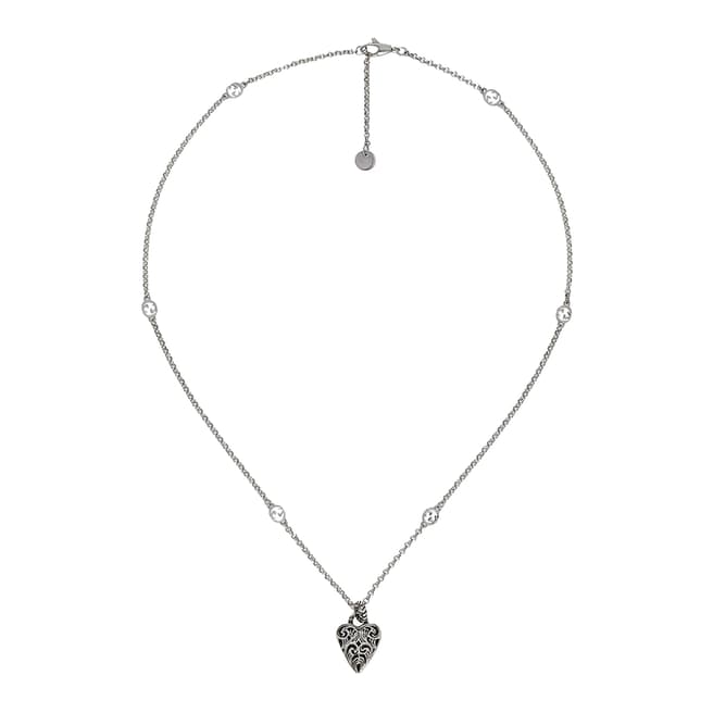 Gucci Gucciheart Charm-Embellished Sterling-Silver Chain Necklace