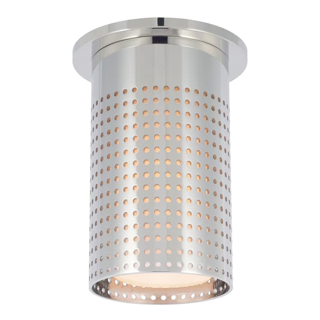 Kelly Wearstler for Visual Comfort & Co. Precision Short Monopoint Flush Mount in Polished Nickel with White Glass