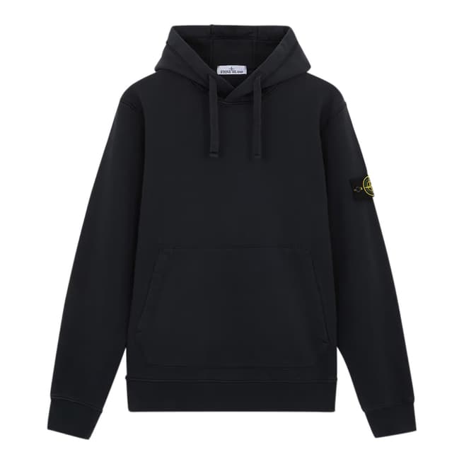 Stone Island Navy Drawstring Fleece Cotton Hoodie