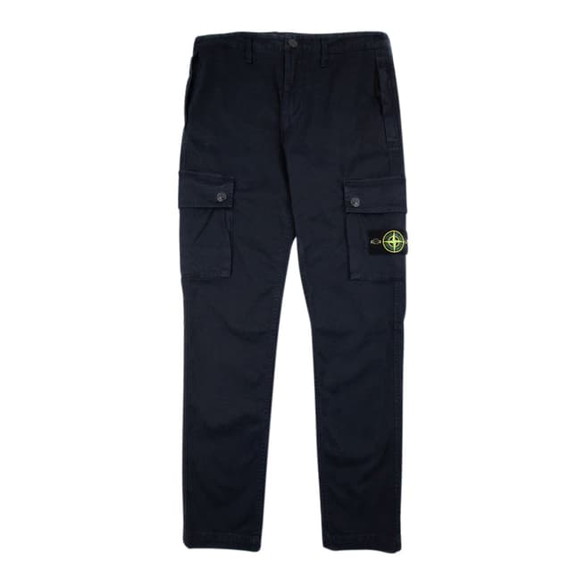 Stone Island Navy Cargo Stretch Cotton Blend Trousers