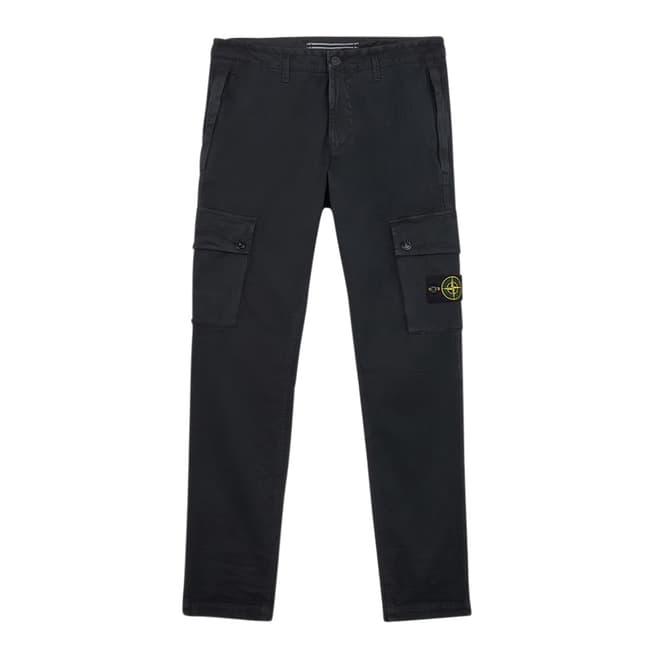 Stone Island Black Cargo Stretch Cotton Blend Trousers