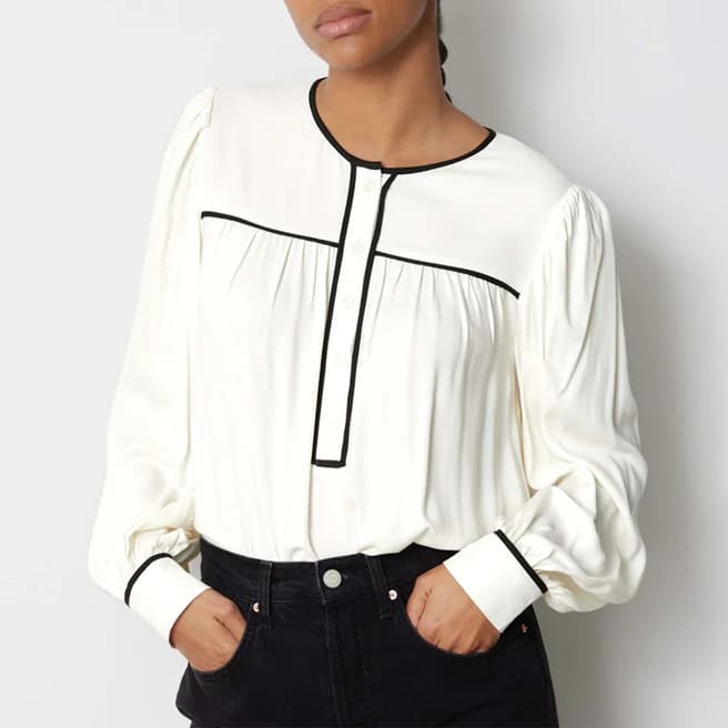 Albaray White Contrast Trim Blouse