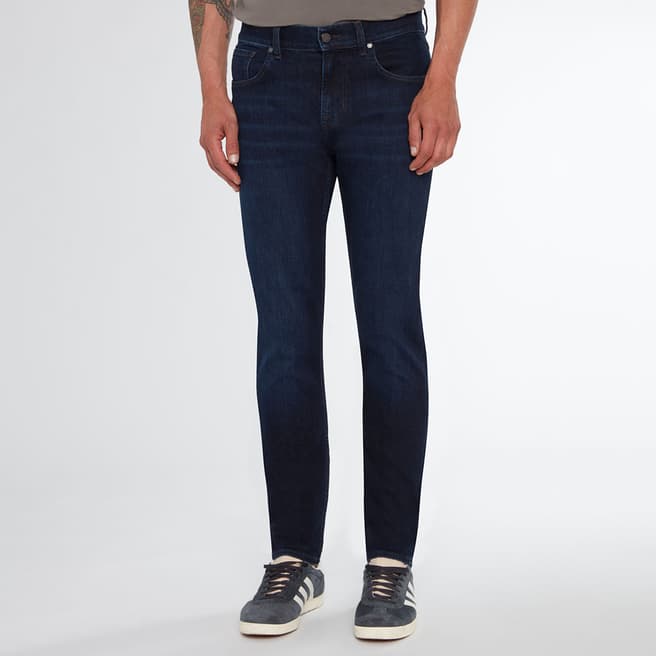 7 For All Mankind Dark Blue Slimmy Tapered Stretch Jeans