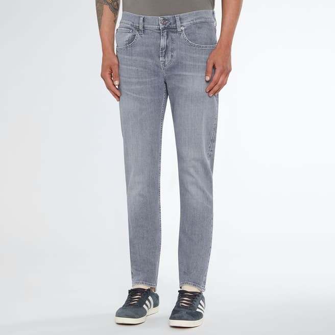 7 For All Mankind Light Grey Slimmy Tapered Stretch Jeans