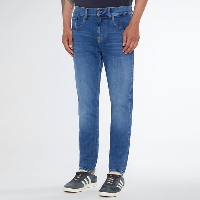 7 For All Mankind Blue Slimmy Tapered Stretch Jeans