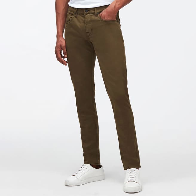 7 For All Mankind Khaki Slimmy Tapered Stretch Jeans