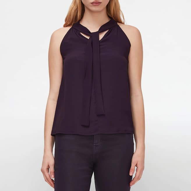 7 For All Mankind Purple Halter Neck Silk Blend Top 