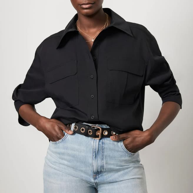 Mint Velvet Black Cropped Utility Shirt   