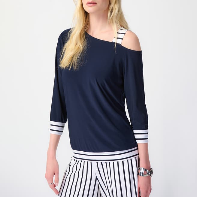 Joseph Ribkoff Navy Striped Detail Top