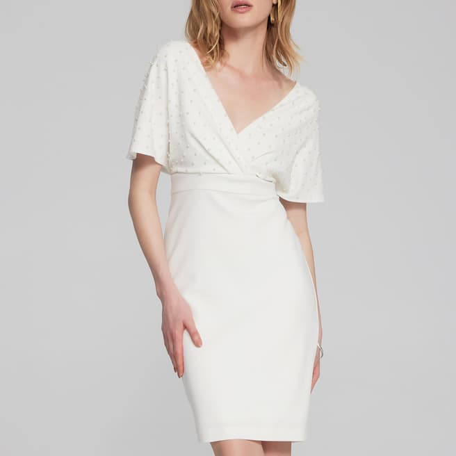 Joseph Ribkoff White V Neck Dress