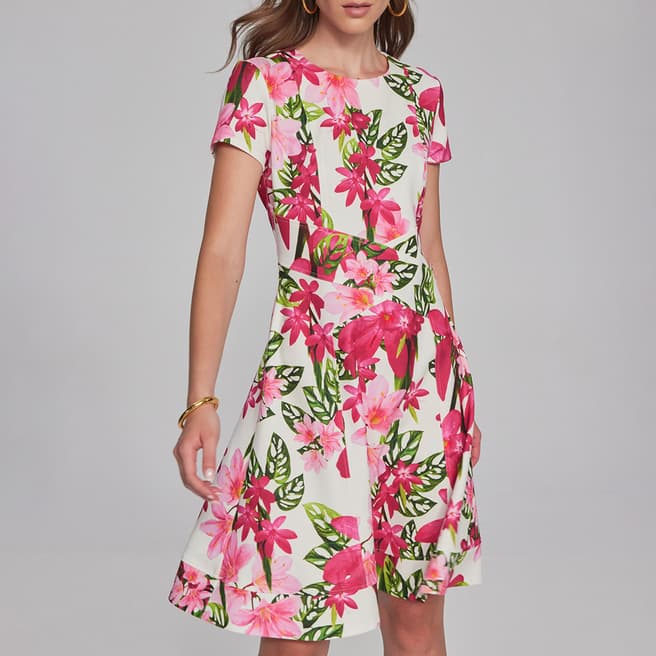 Joseph Ribkoff Pink Floral Swing Dress