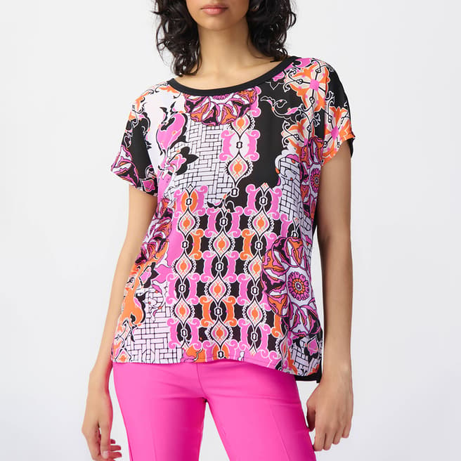 Joseph Ribkoff Pink & Black Printed Top