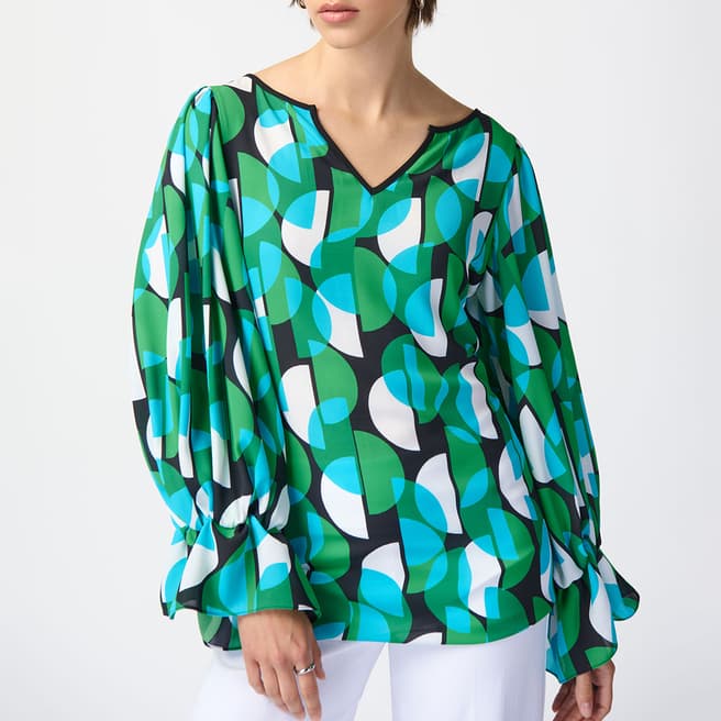 Joseph Ribkoff Green Printed Long Blouse