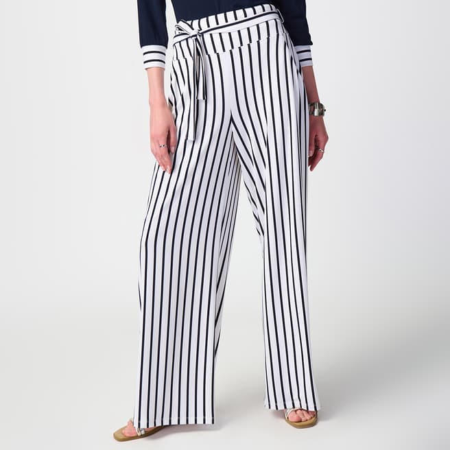 Joseph Ribkoff White Stripe Wide Leg Trousers