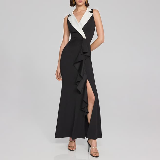 Joseph Ribkoff Black / White Tuxedo Gown