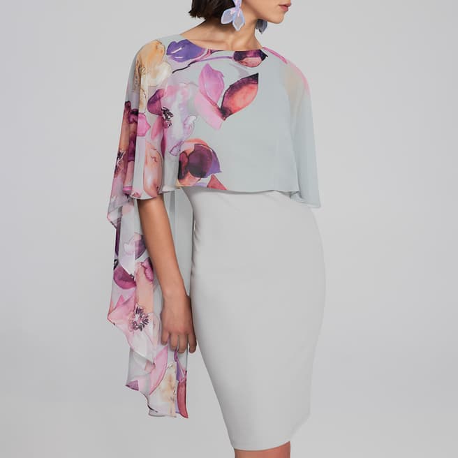 Joseph Ribkoff Grey / Purple Shawl Dress