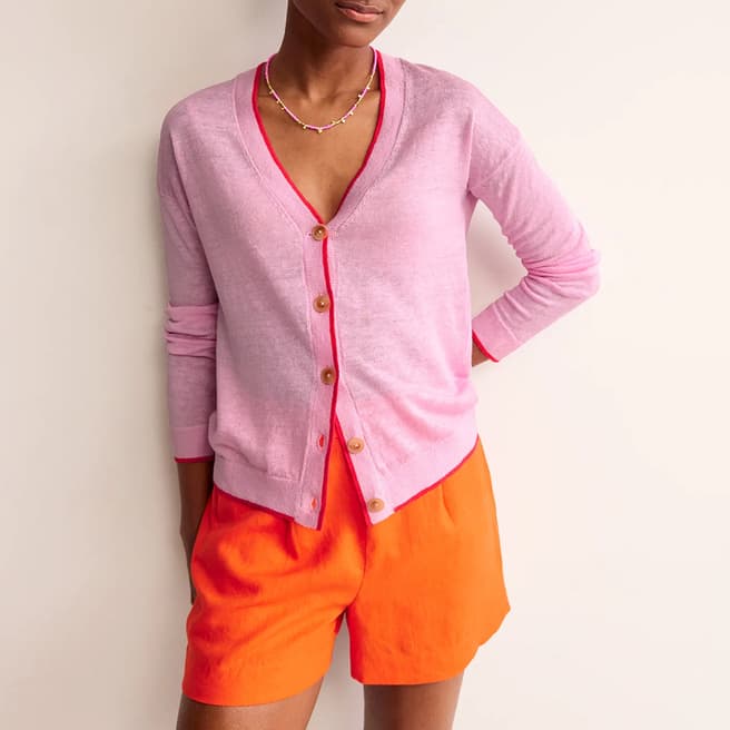 Boden Pink Maggie Linen Cardigan