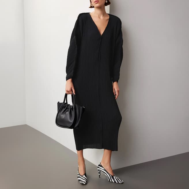 By Malene Birger Black Dalya V Neck Midi Dress