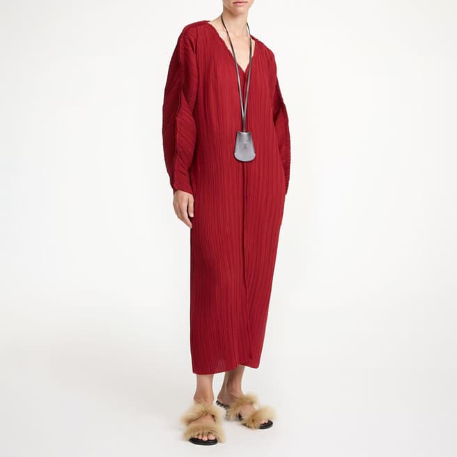 By Malene Birger Red Dalya V Neck Midi Dress