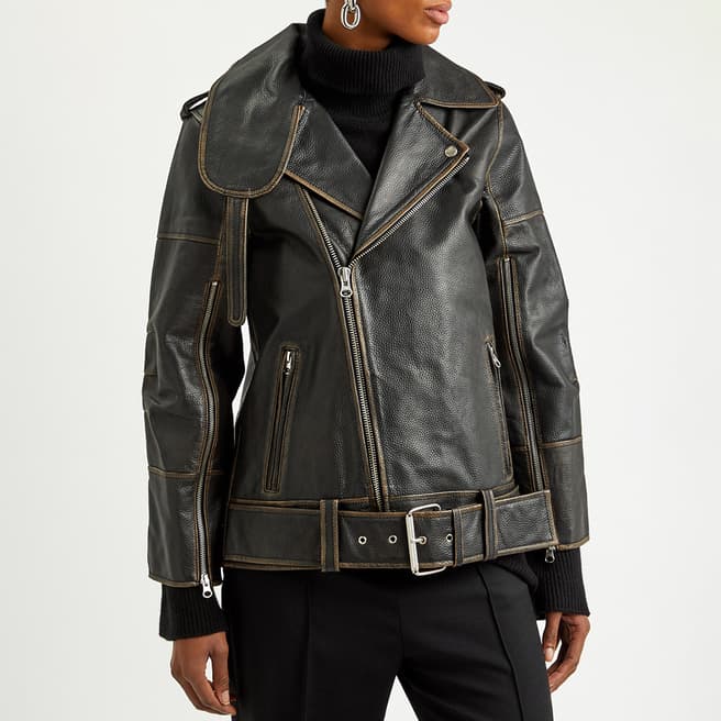 By Malene Birger Black Leather Beatrisse Biker Jacket