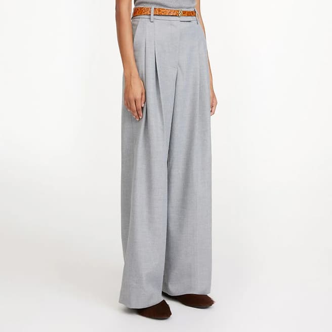 By Malene Birger Grey Cymbaria Pleated Wide Leg Trouser