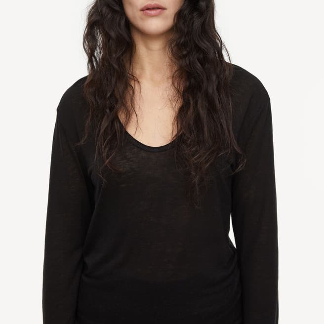 By Malene Birger Black Linen Blend Amalou Top