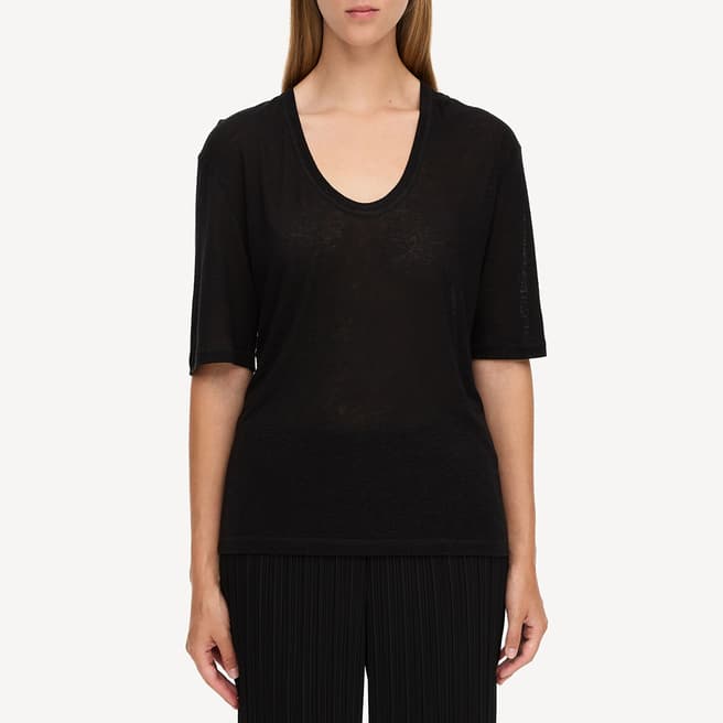 By Malene Birger Black Amaringa Linen Blend T-shirt