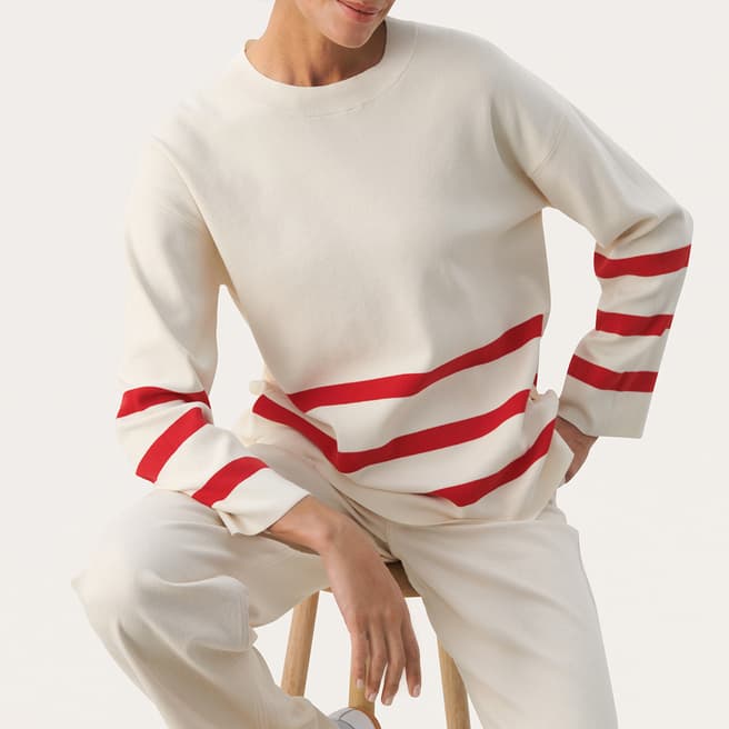 Part Two Cream/Red Stripe Emely Jumper