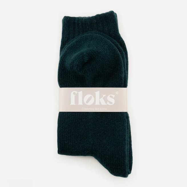 Floks Cashmere Bed Socks, Bottle Green