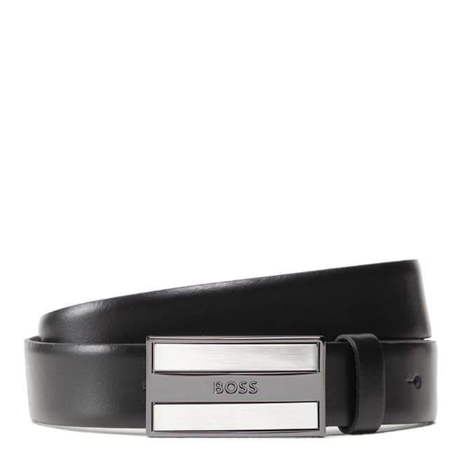 BOSS Black Branded Pin and Plaque Leather Belt