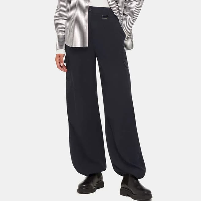 WHISTLES Navy Grace Luxe Cargo Trousers