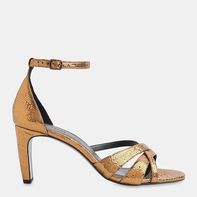 WHISTLES gold Hailey Strappy Leather Heels