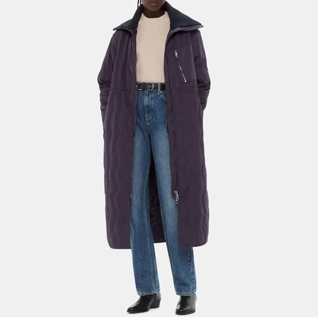 WHISTLES Purple Niara Quilted Coat