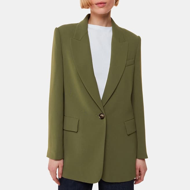 WHISTLES Khaki Crepe Boyfriend Blazer