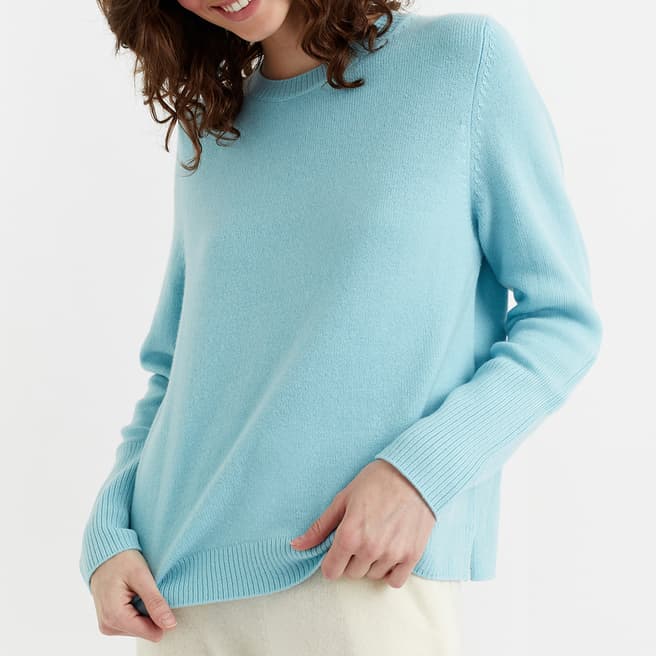 Chinti and Parker Blue Cashmere Boxy Jumper