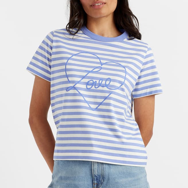 Chinti and Parker Light Blue Striped Love T-Shirt