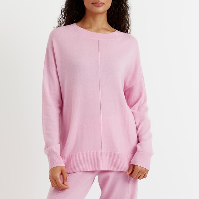 Chinti and Parker Pink Cashmere Wool Blend Slouchy Jumper