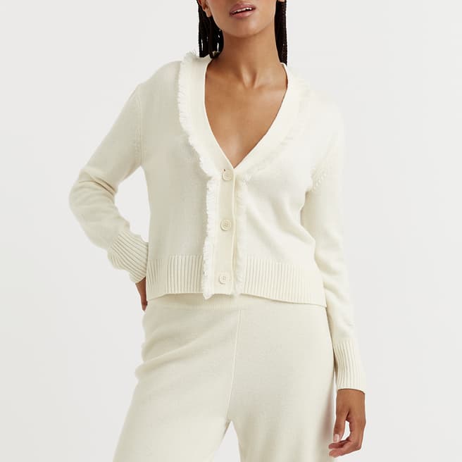 Chinti and Parker Cream Cashmere Wool Blend Cardigan