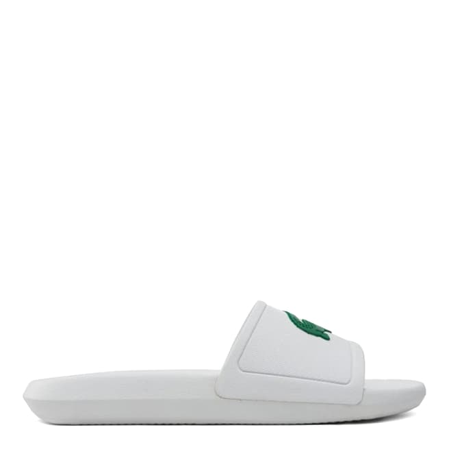 Lacoste Men's White/Green Croco Slides