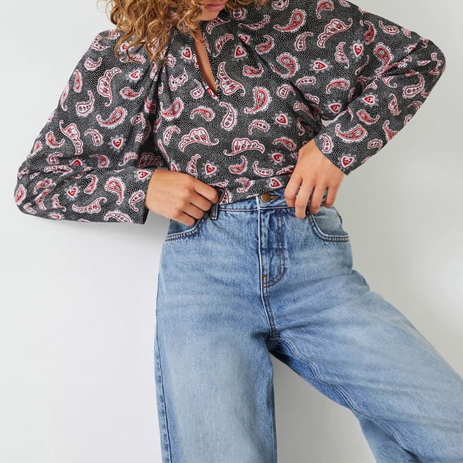 hush Black/Red Leenah Paisley Print Blouse