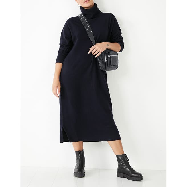 hush Navy Midi Wool Dress