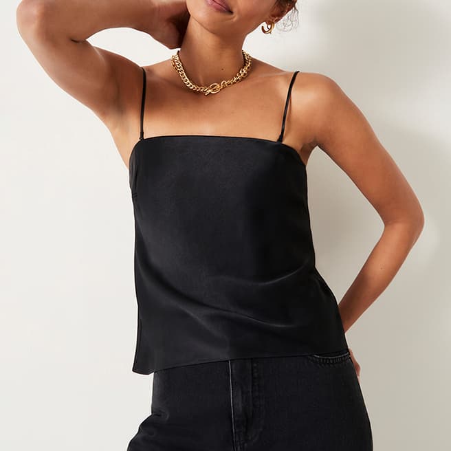 hush Black Kaia Strapless Satin Top