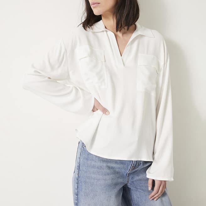 hush Ecru Kaz Collared Pocket Shirt