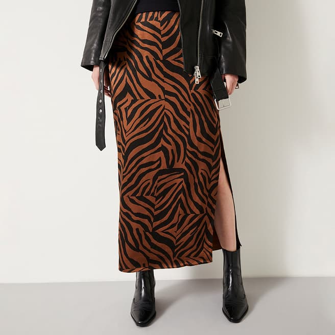 hush Brown Gia Printed Maxi Skirt