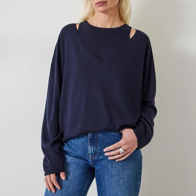 hush Navy Kitty Wool Blend Jumper