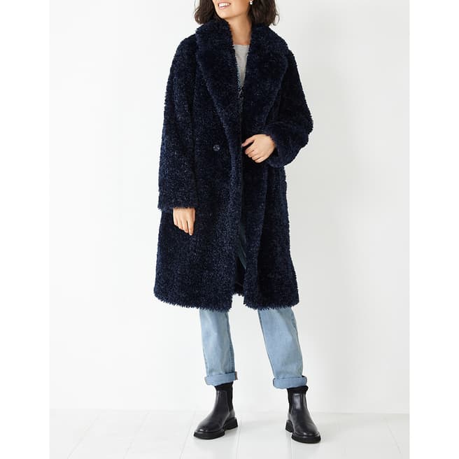 hush Navy Leighton Faux Fur Coat