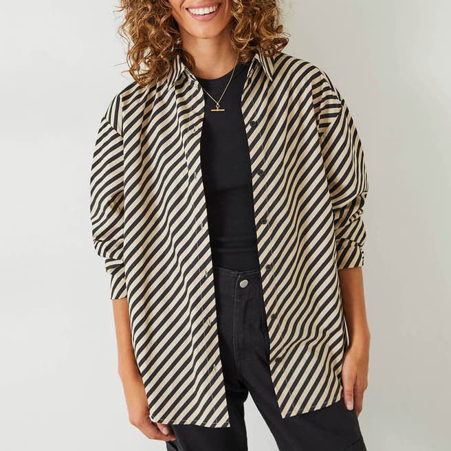 hush Black and Cream Pia Stripe Shirt 