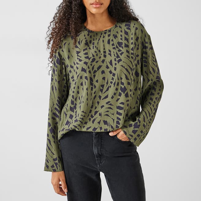 hush Khaki Sofia Draped Blouse