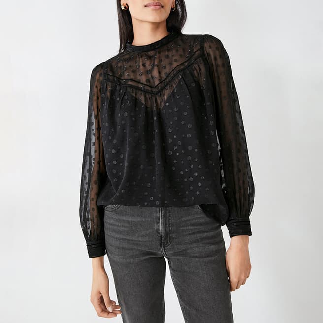 hush Black Melody Jacquard Blouse